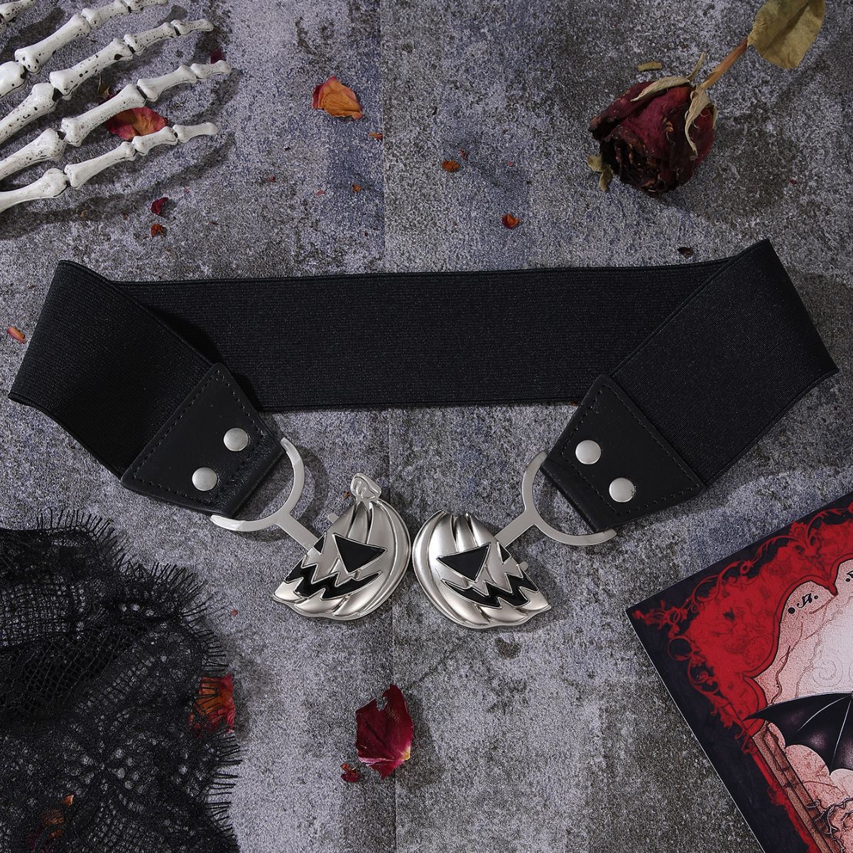 Cross-border new Halloween European and American pumpkin head alloy buckle belt fashion all-match trendy skull waist seal decoration