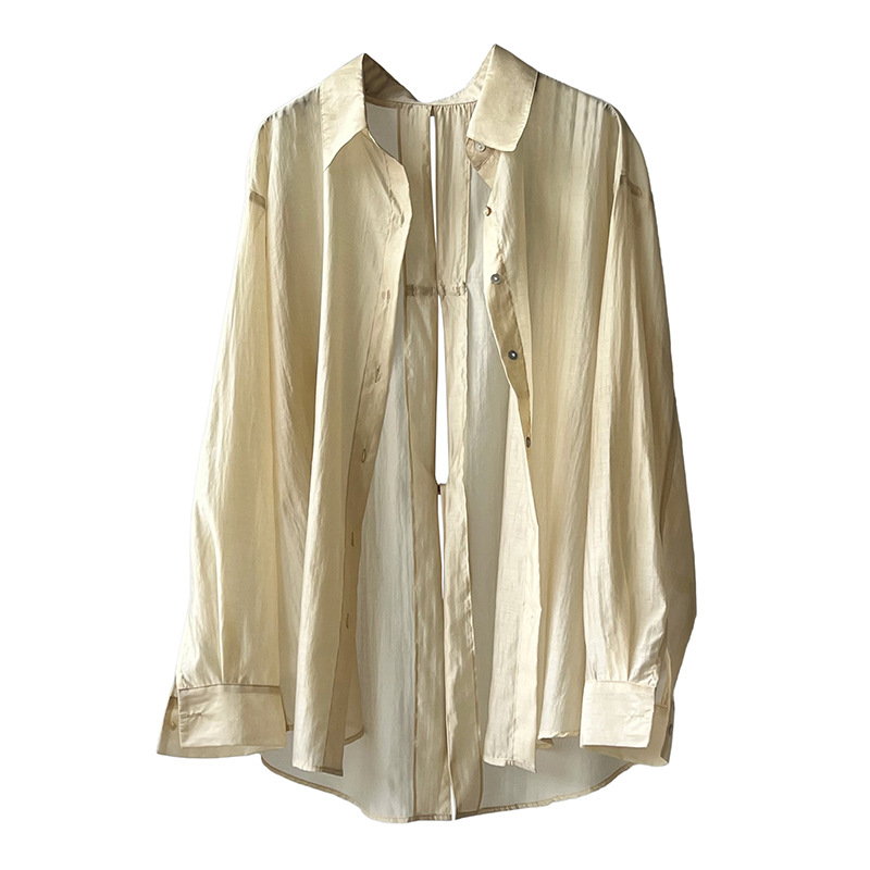 Yan Double Chinese-style Buckle Lightweight Sunscreen Shirt Women's 2024 Summer New Back Split Shirt Top 80997