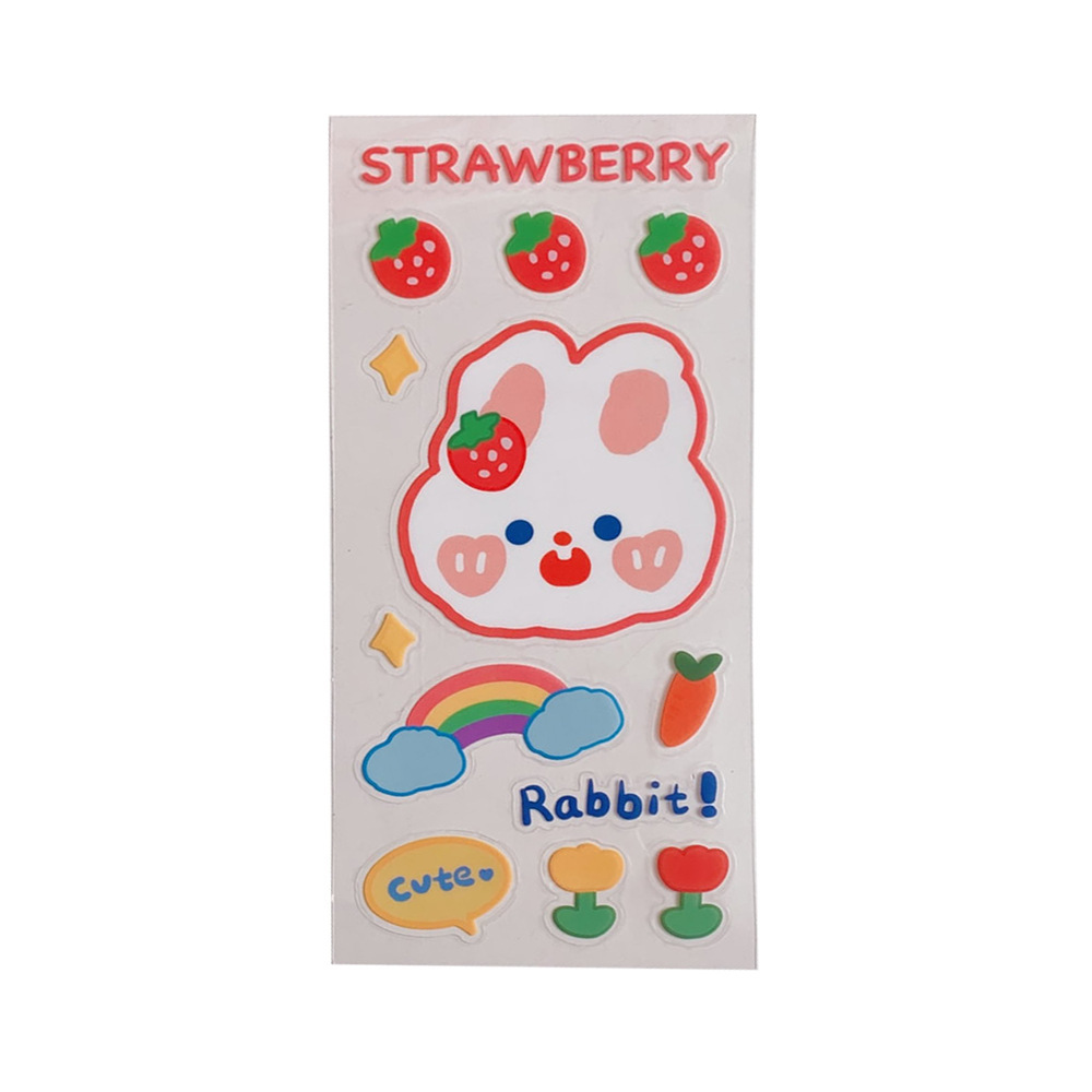 ins girl heart cute rabbit hand account sticker strawberry sticker hand account book decoration material PVC Cup sticker wholesale