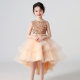 Children's dress new European and American Girl sleeveless fluffy yarn trailing princess dress flower girl catwalk piano performance skirt