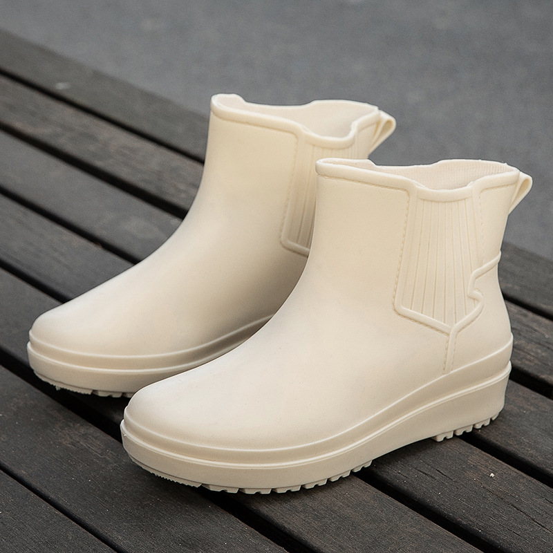 Non-slip Rain Boots Kitchen Waterproof Shoes Laundry Women's Summer Short Tube Rubber Shoes Plastic Overshoes Water Boots Thickened Rain Boots All-match