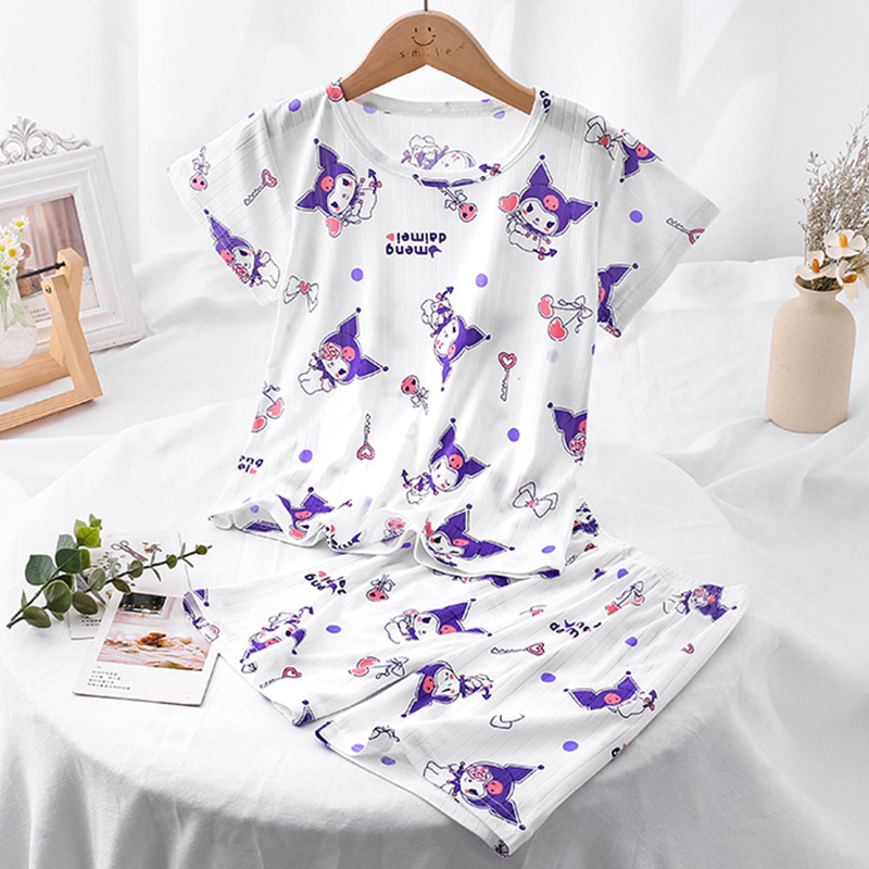 2023 new children's home clothing set summer short-sleeved pajamas thin air conditioning clothing men's and women's children's clothing cross-border wholesale