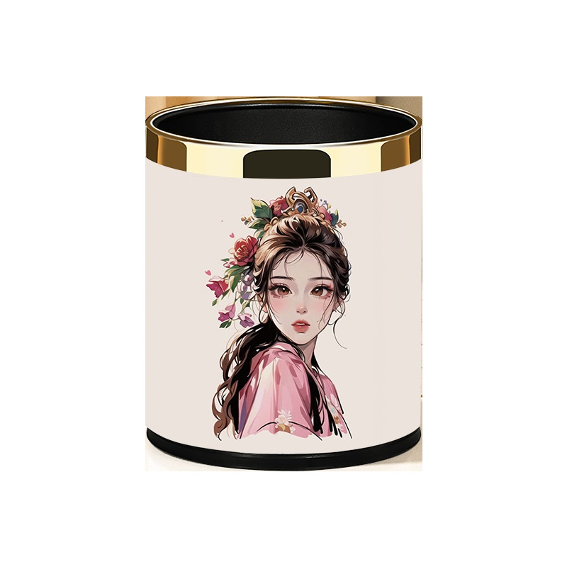 Trash Can Home Living Room Light Luxury Large Capacity High Color Value Coverless Paper Bucket Toilet Toilet Creative Waste Paper Bucket