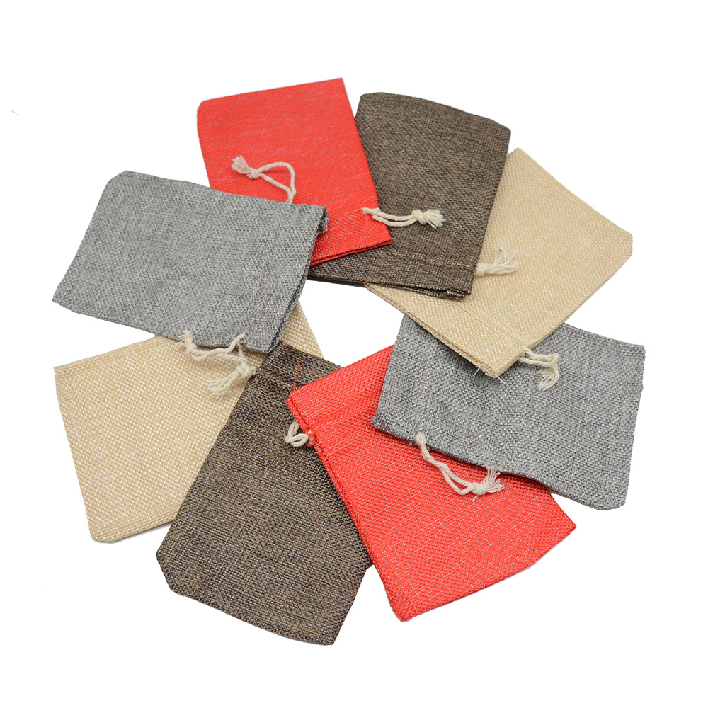 Blank linen bag drawstring drawstring jewelry gift packaging bag jewelry packaging bag vintage cotton rope linen bag