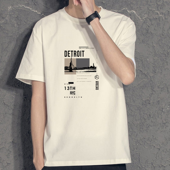 Summer Pure Cotton Men's Short-sleeved T-shirt Trendy Brand Loose All-match Couple's Clothing Men's Top T-shirt Foreign Trade Base Shirt