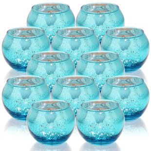 Simple Modern Blue Spotted Glass Small Ball Candlestick 12 Piece Box Decorative Decoration DIY Aromatic Candle Empty Cup
