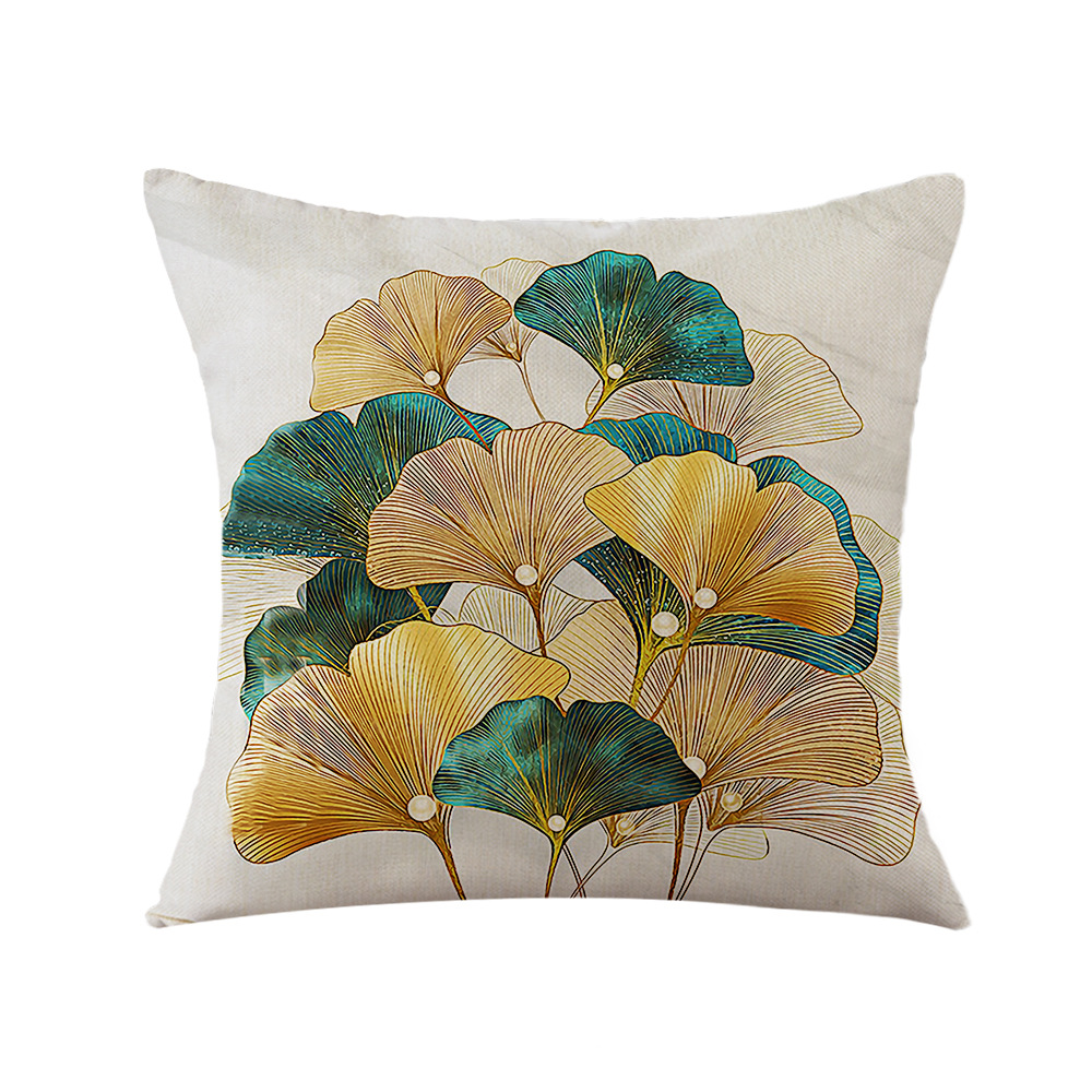 Pillow Custom Amazon Explosions Home Ginkgo Plant Printing Car Pillow Bedside Cushion Pillow Case Wholesale