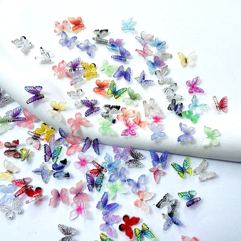 Nail Art Three-dimensional Butterfly Jewelry Three-dimensional Painted Cartoon Magic Color DIY Color Mixed Nail Jewelry