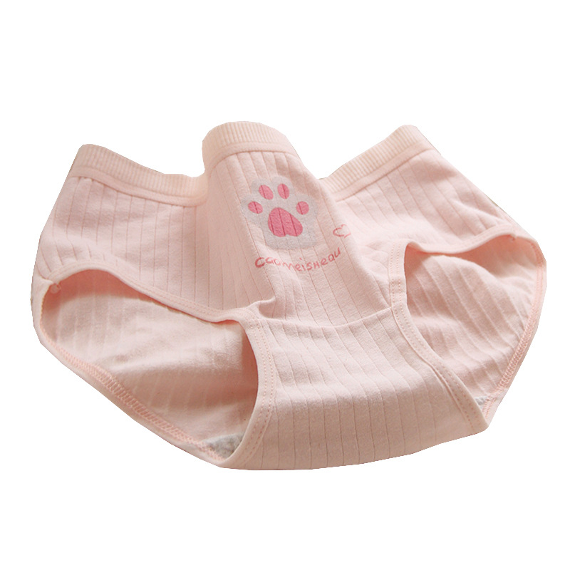 Japanese Lori Girl Soft Sister Underwear Love Meow Claw Second Dimension Fat Animation Middle Waist Cotton Briefs 0747