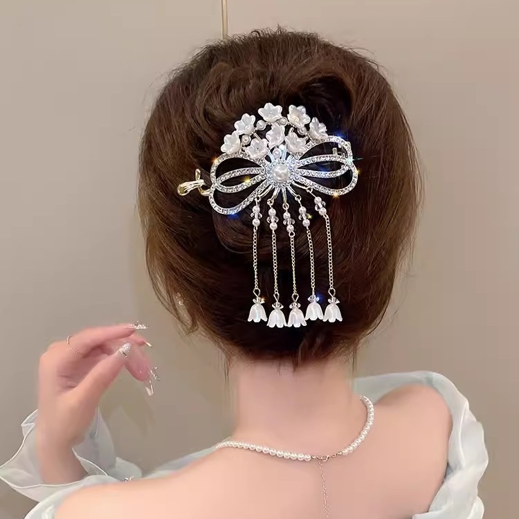 ファッショナブルな花のヘアクリップバレッタヘアアクセサリー女性のヘアピンエレガントなデザインの女性のヘアグリップファッションジュエリー|undefined