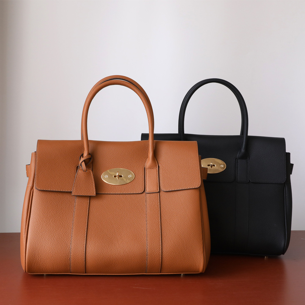 All-Match High-End Retro Top-Layer Cowhide Simple Briefcase Large Capacity Commuter Handbag for Women