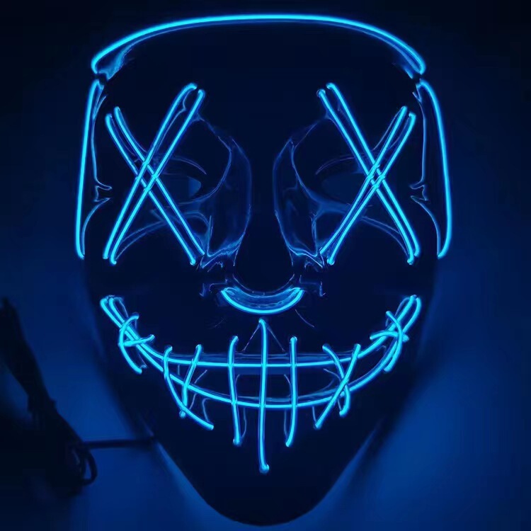 国境を越えたアマゾンled発光黒v字マスク冷光ハロウィーンマスク鬼歩舞発光マスクスポット|undefined