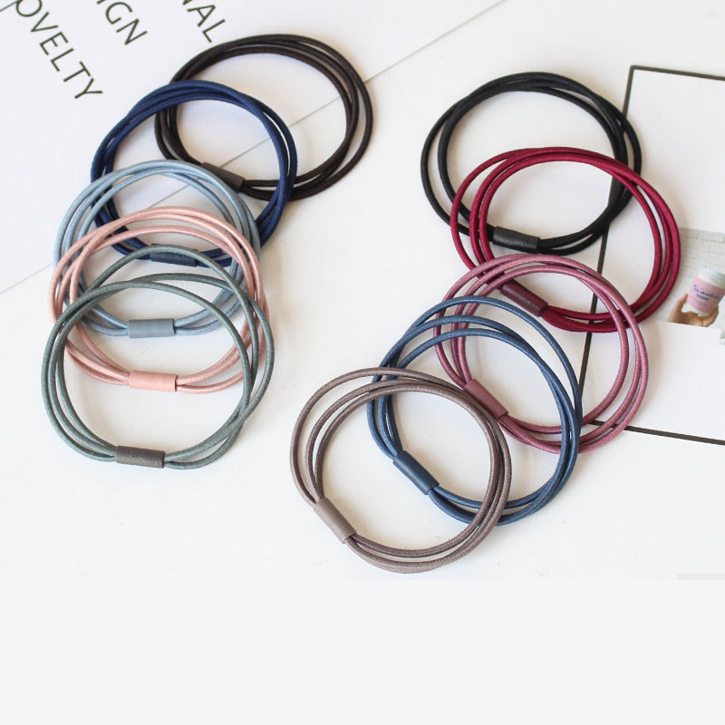 High elastic rubber band hair ring black three-in-one connection head rope hair female hair accessories factory direct sales