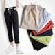 2024 Cotton and Linen Ankle-length Pants Spring and Summer Thin I Straight-tube Loose Casual Pants Women's Water-washing Pants Harlan Footless Pants Ins