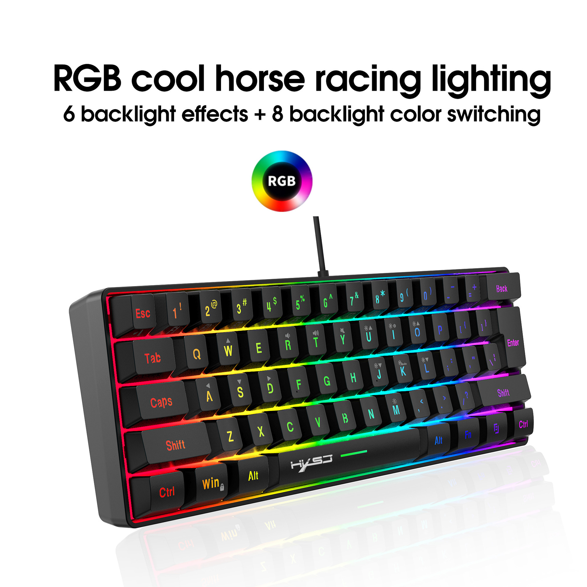 61 key game membrane keyboard RGB light portable wired keyboard multiple shortcut key combination cross-border spot