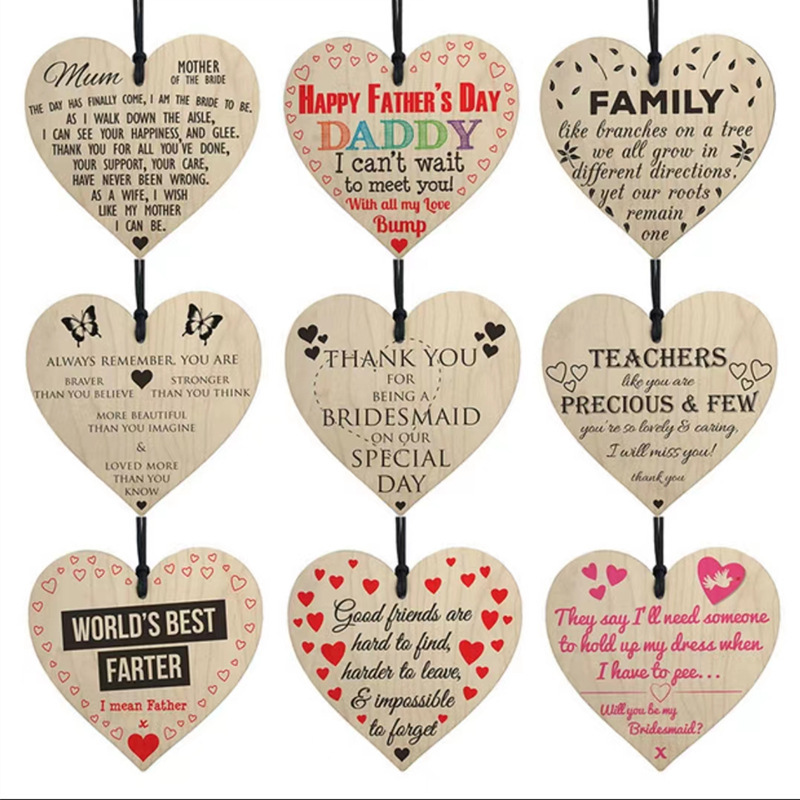 Cross-border new Valentine's Day love wooden crafts pendant diy creative graffiti heart-shaped wooden chip wooden tag
