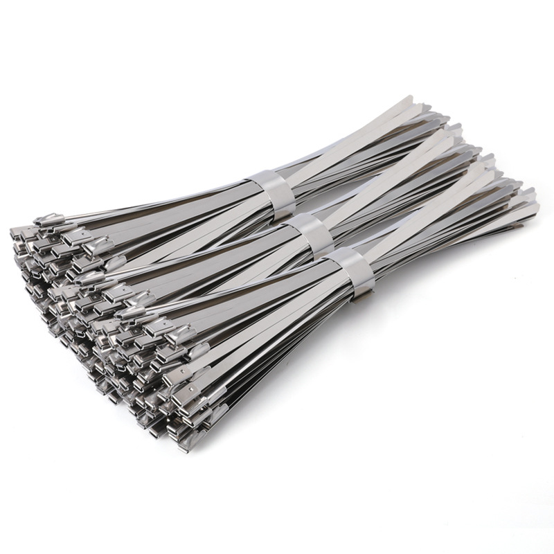 304 stainless steel cable tie 4.6*300mm steel ball self-locking marine metal cable tie high temperature cable tie wholesale