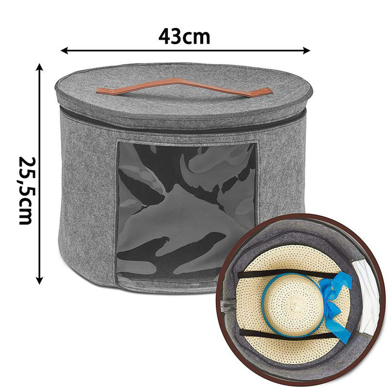 ポータブルフェルト帽子収納バケツ子供のおもちゃオーガナイザーボックス旅行防塵耐圧収納袋手持ちバレル|undefined