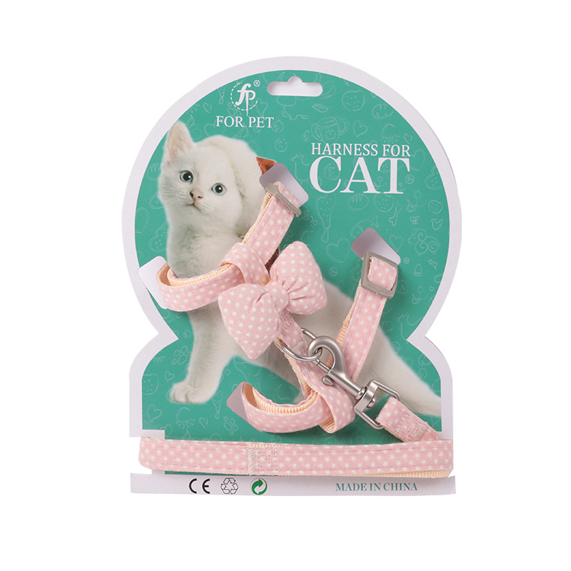 I-shaped cat chest strap traction chest strap pet cat chain bow anti-break cat walking rope