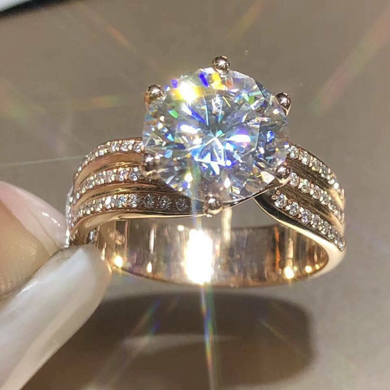 Gioielli e accessori Cao Shi anello di diamanti alla moda di alta qualità con zircone AAA anello di fidanzamento classico da donna con sei griffe in oro_voghion.com