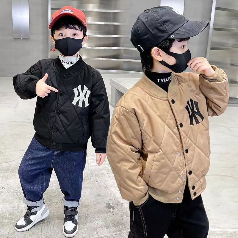 Boys' coat thickened spring and autumn Western style handsome boy baseball uniform quilted jacket thin cotton-padded coat