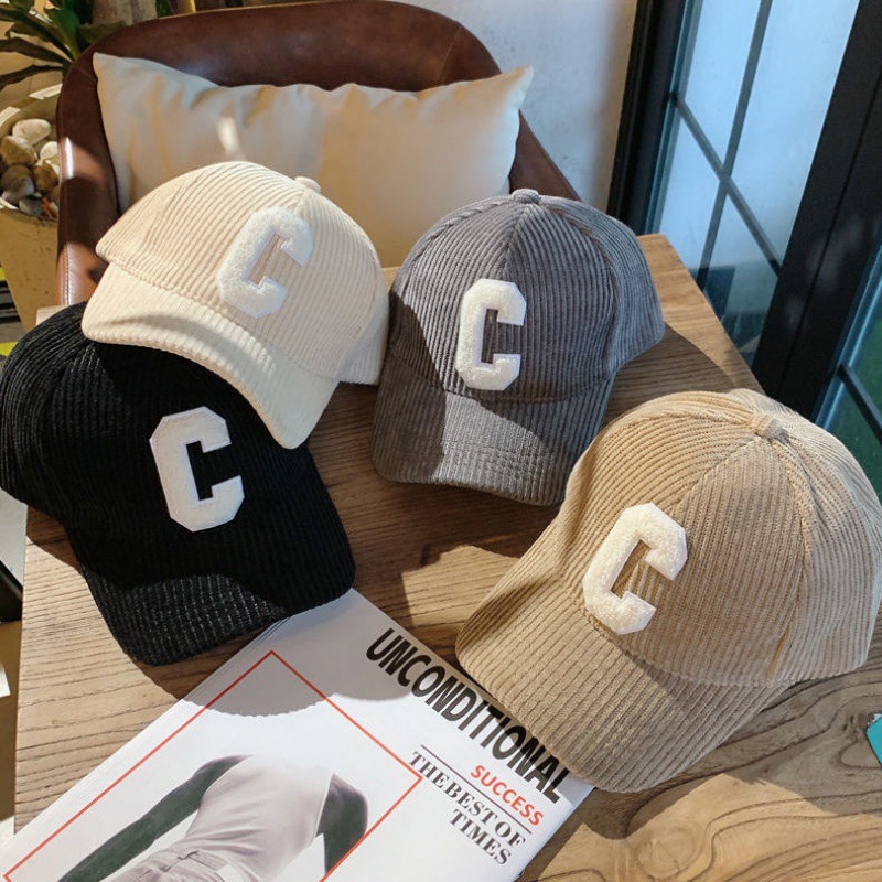 Baseball Cap Women's Autumn and Winter New Corduroy Sports C Letters Internet Popular Outdoor Same Style Men's Hard Top Duck Tongue Hat