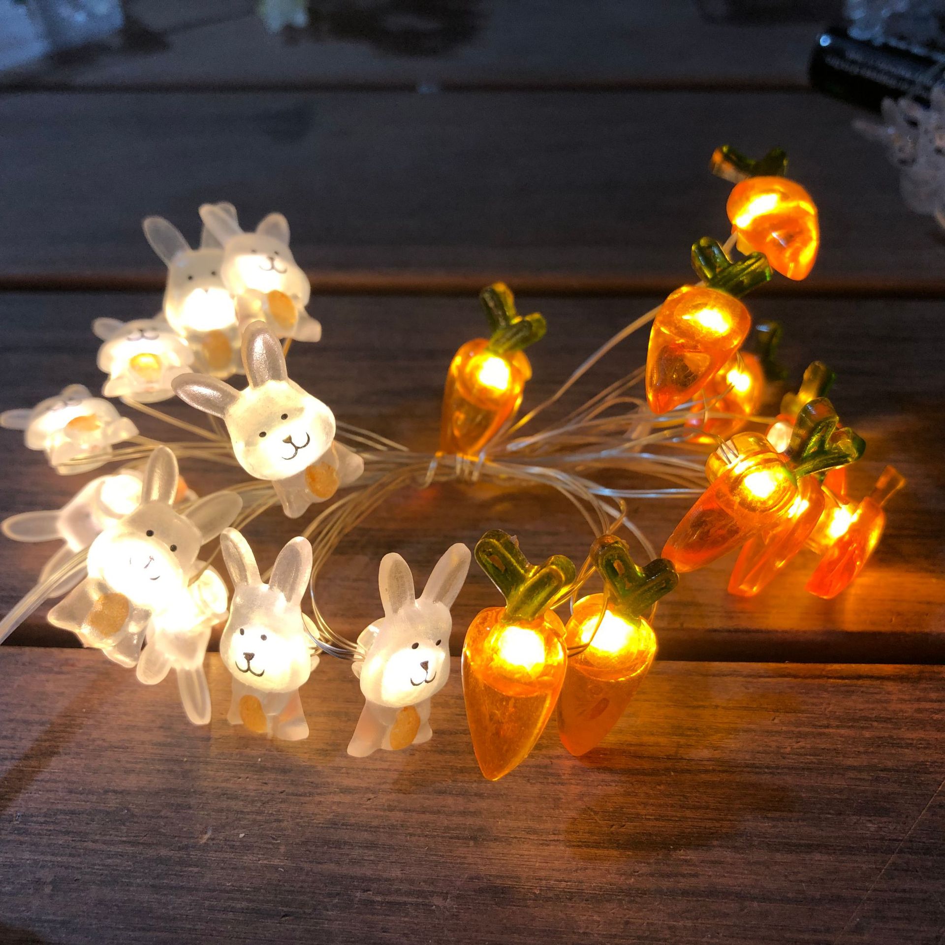 LED copper wire modeling lamp Easter Carrot Rabbit chicken Luminous Lamp string decorative lamp copper wire lamp string colored lamp