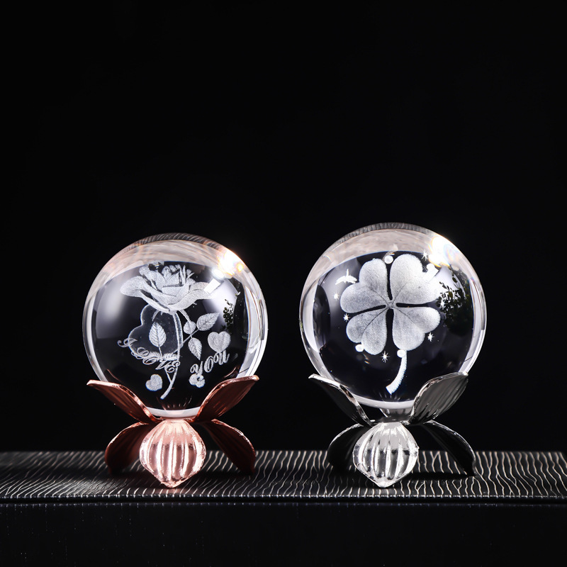 80 Crystal Ball Inner Carving Ball Glass Ball Sun Galaxy Home Crafts Ornaments Laser Carving Inner Carving Moon