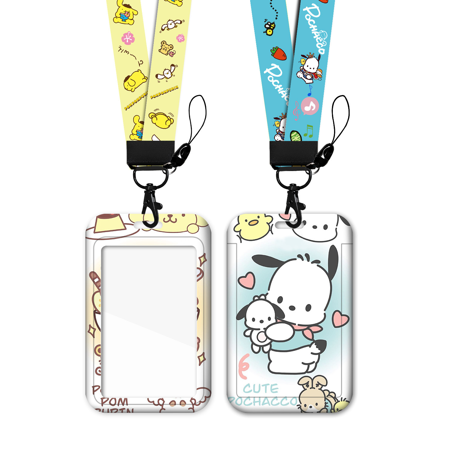 Cartoon card set cute lanyard work card badge bus subway card protection student meal card employee access card