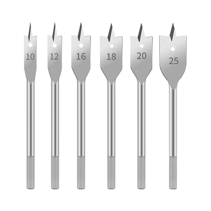 6pc woodworking flat drill 10-25mm wood drawer hole opener three-tip flat drill reaming flat hole opener set