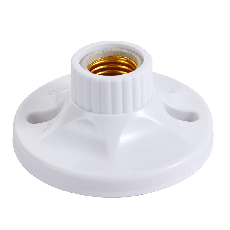 Round lamp holder e27 spiral lamp mouth ceramic large base flat lamp holder open-mounted LED lamp holder lamp lighting accessories