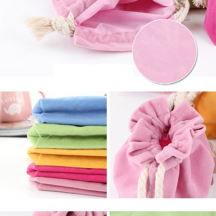 Cute small flower pull-out drawstring bag creative fresh candy color sanitary cotton bag storage bag cup cover 40g