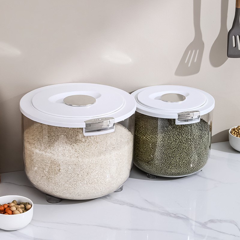 Nordic Transparent Insect-Proof Moisture-Proof Sealed Rice Bucket Household Kitchen Flour Grain Storage Jar Grain Storage Box