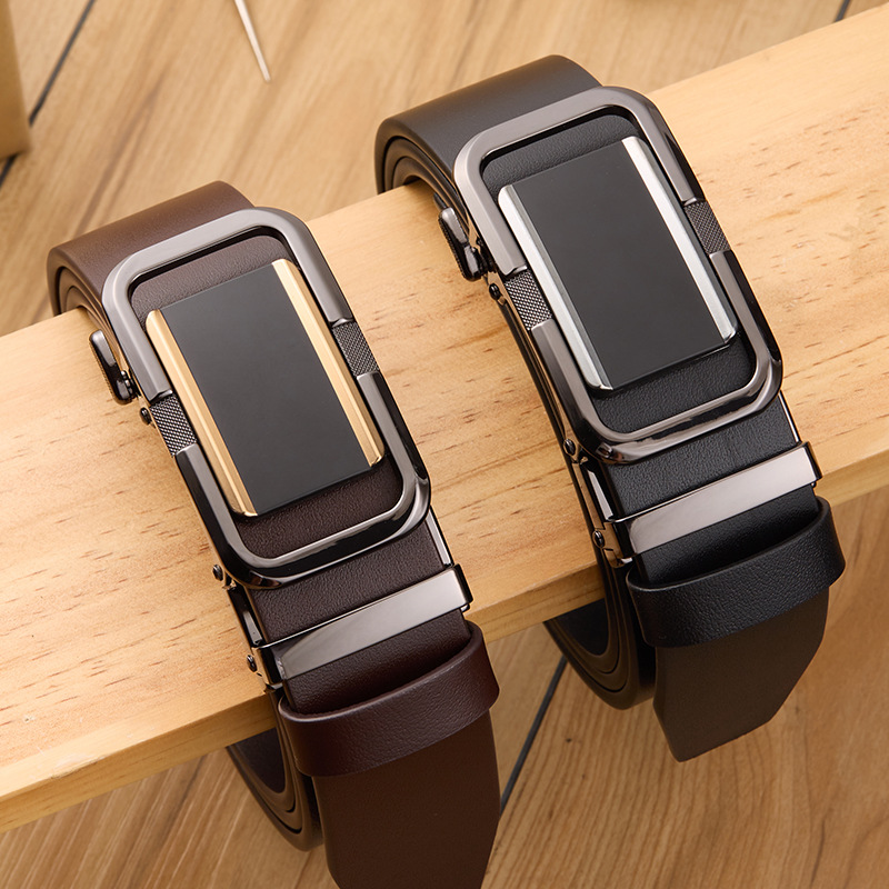 High-end Business Belt Belt Men's Top Layer Cowhide High-end Fashion Trendy Men's Automatic Buckle Belt Men's Genuine Leather