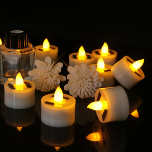 Cross border hot sale solar candle cylindrical plastic candle flameless led tea light solar electronic candle light