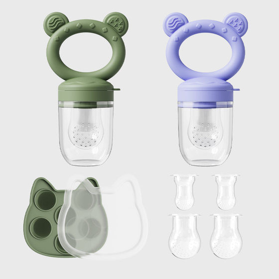 Cross-border baby fruit and vegetable bite music complementary food tool set food grade silicone fruit feeder baby tooth gum pacifier