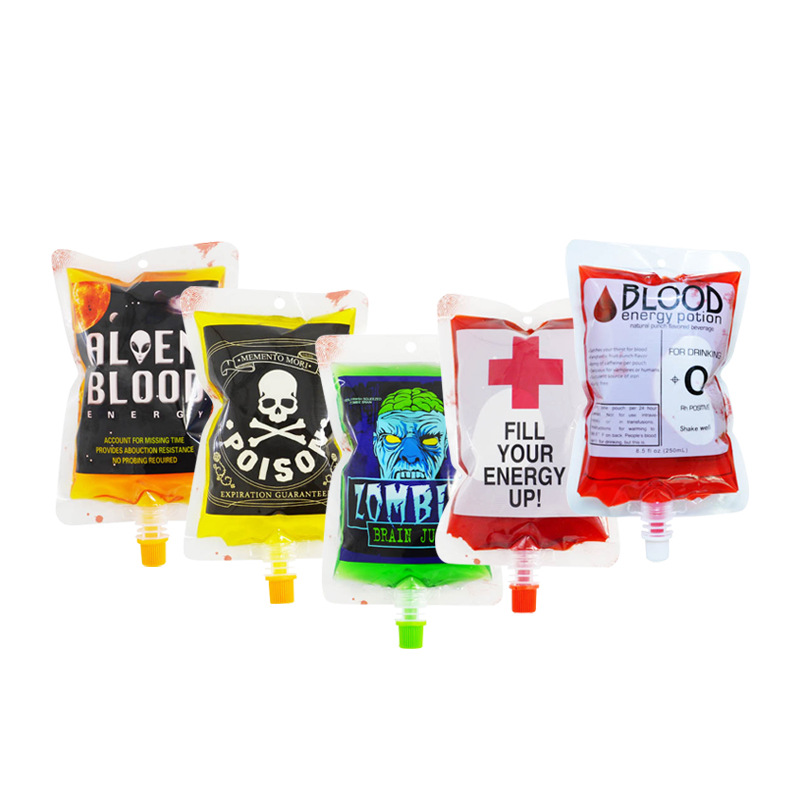 150 ml Pack Halloween Vampire Blood Bag Plasma Beverage Bag Juice Drink Suction Nozzle Bag 20 Pack