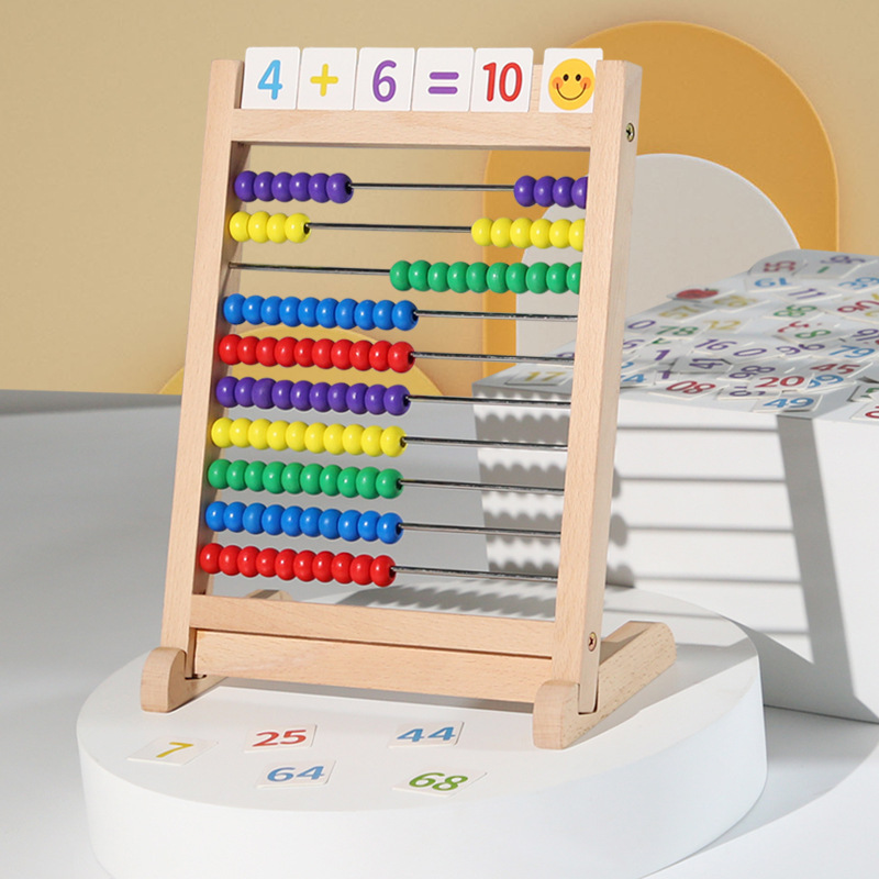 Wooden elementary school student math teaching aids ten-speed calculation rack children arithmetic artifact counter Abacus Rack addition and subtraction teaching aids