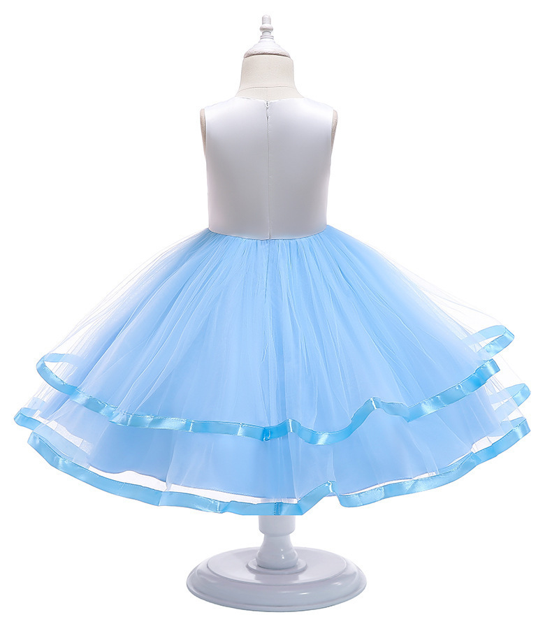 European and American Girls Halloween Princess Dress Lace Pontoon Dress Dress Children's Skirt Children's Wear Double-Layer Fairy Dress