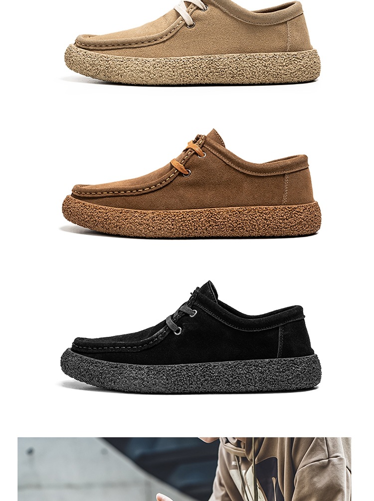 Chaussures de mode pour hommes en cuir poncé, chaussures décontractées à semelles souples, chaussures à enfiler pour hommes_voghion.com