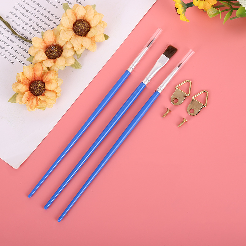 Cross-Border 3 blue plastic rod nylon hair pointed chalk Digital Oil Brush Set