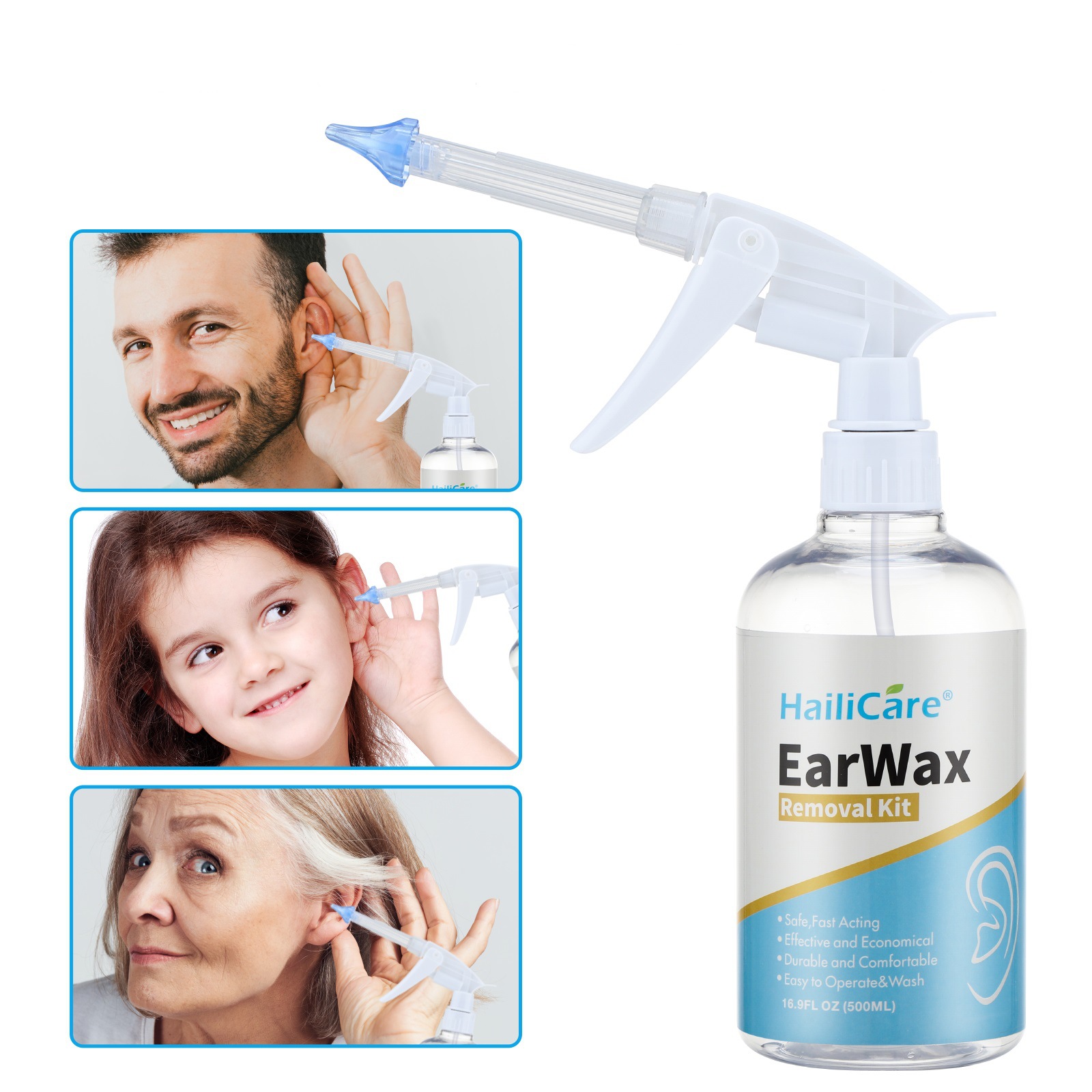 Cross-border Hailicare ear cleaner ear cleaning ball household baby earwax cleaning tool ear washing artifact 500ml