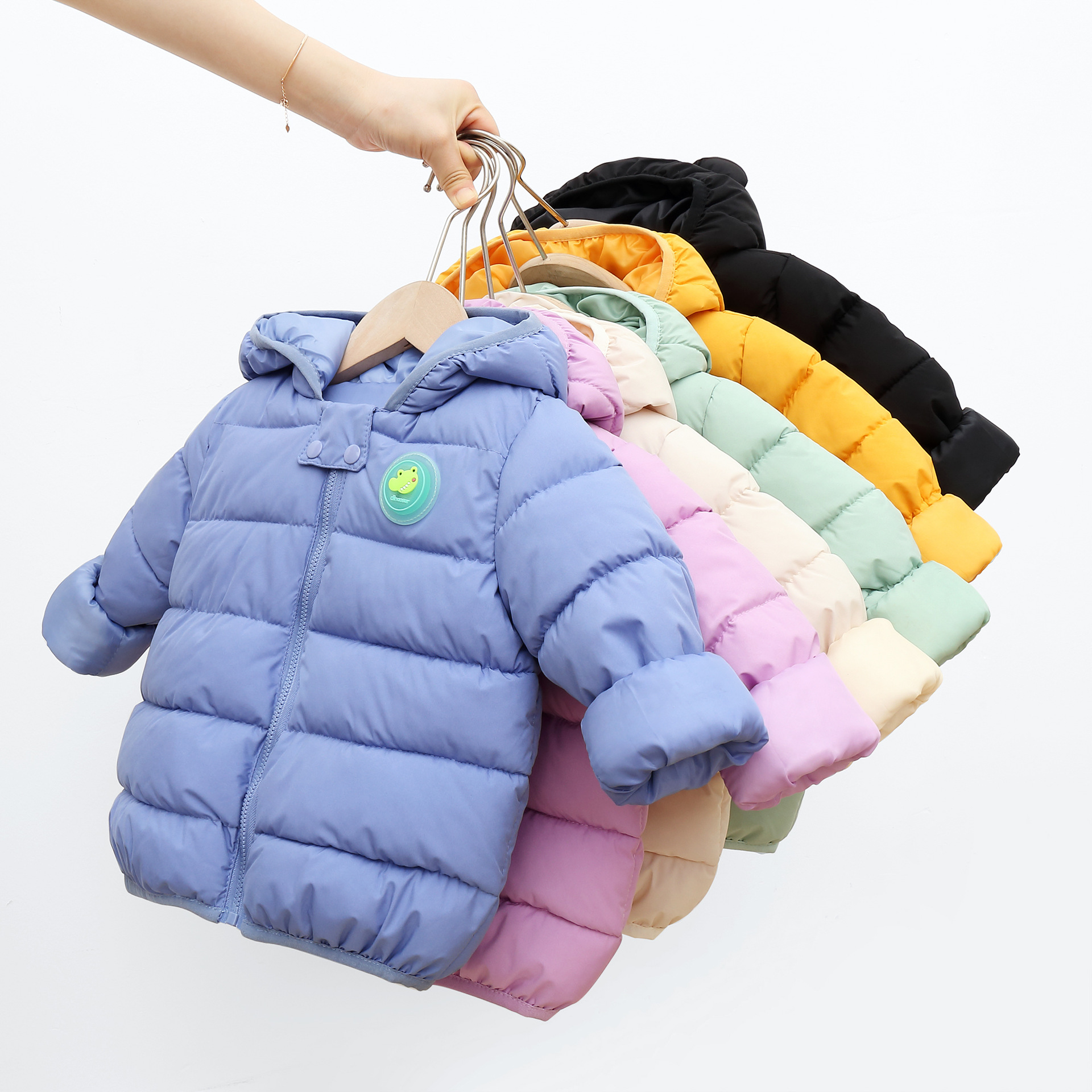 2024 new winter children's flashing light ears cotton-padded jacket children's coat boys and girls baby infant padded cotton-padded jacket