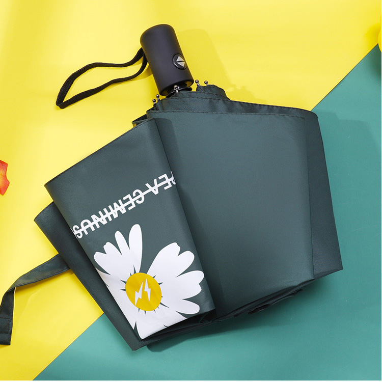New fashion full UV Daisy vinyl automatic umbrella three-fold folding business automatic umbrella self-opening umbrella