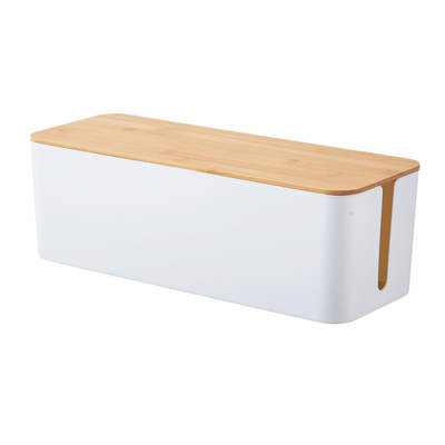 Creative Simple Desktop Wire Box Bamboo Wood Cover Wire Box Patch Board Storage Box Power Cord Charger Storage Box