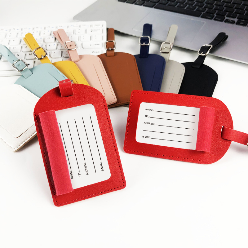 in stock wholesale 11 color horizontal and vertical two kinds of flip cover thickened leather with printing signature paper pu luggage tag