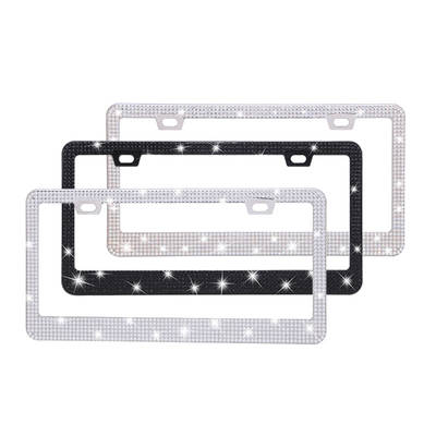 Sticking drill US gauge car license plate frame diamond stainless steel material license plate frame rhinestone acrylic drill North American license plate frame