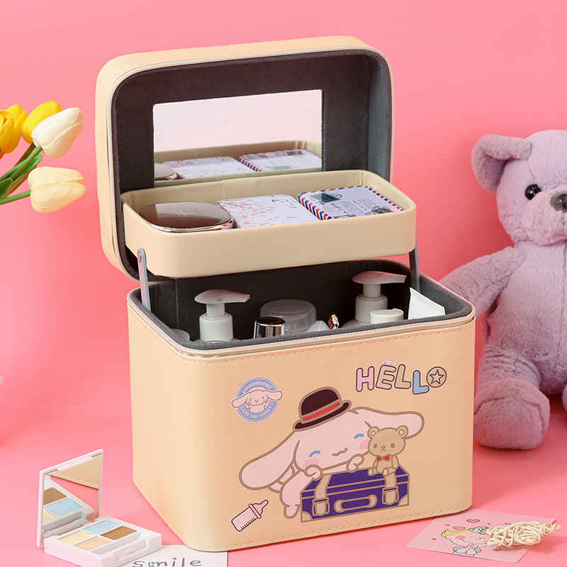 ins style super popular cosmetic bag Portable Travel large capacity girl heart cute suitcase Japanese South Korea multi-functional