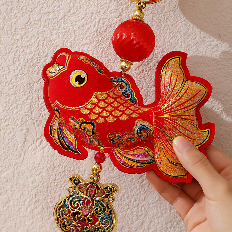 New Year pendant 2025 new fish string pendant New Year decoration supplies housewarming indoor festive blessing word pendant wholesale