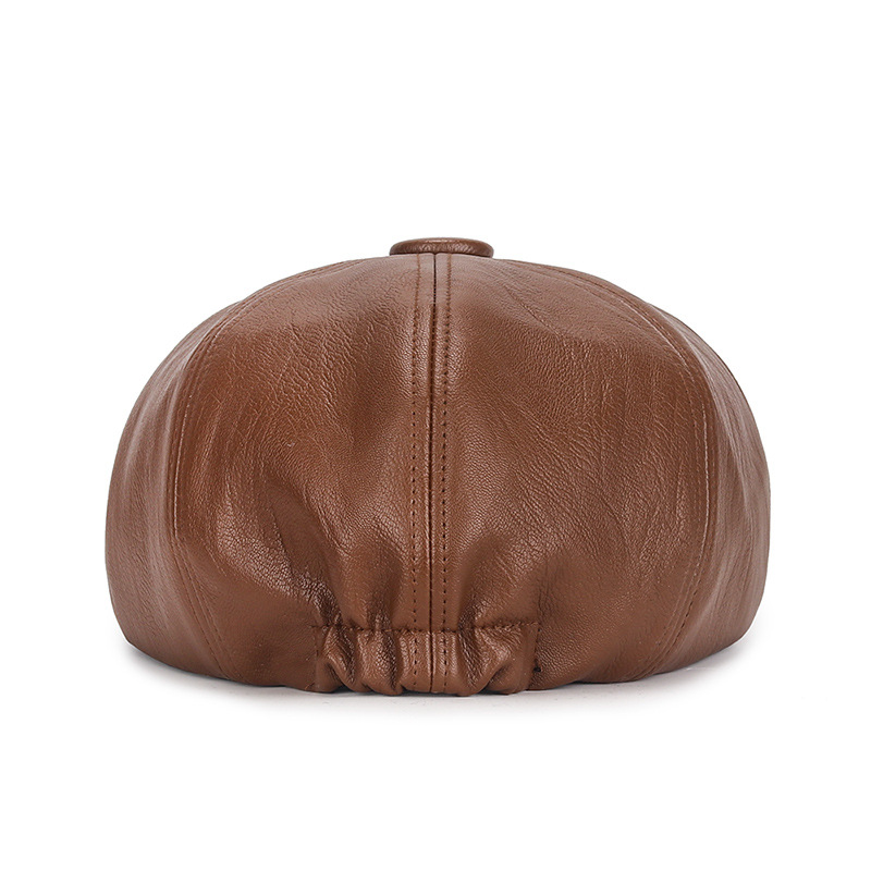 European and American PU British octagonal hat spring and autumn artistic youth beret outdoor waterproof men and women retro painter hat